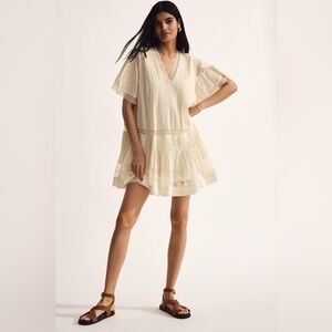 Maeve Anthropologie Pintuck Swing Tunic Dress Butter Yellow Size S NWT Boho Mini